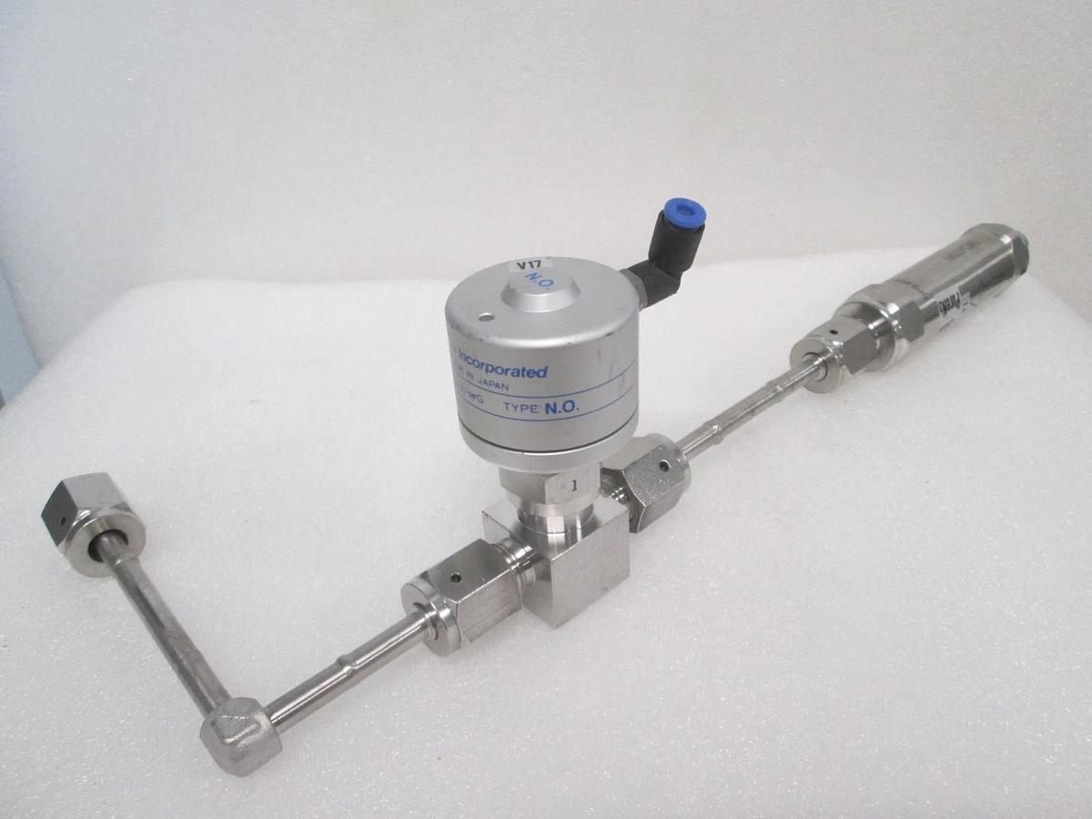 Used Fujikin, 0120-064661, N.O. Gas Assy w/ Millipore FJFG 02P RU Filter, Used