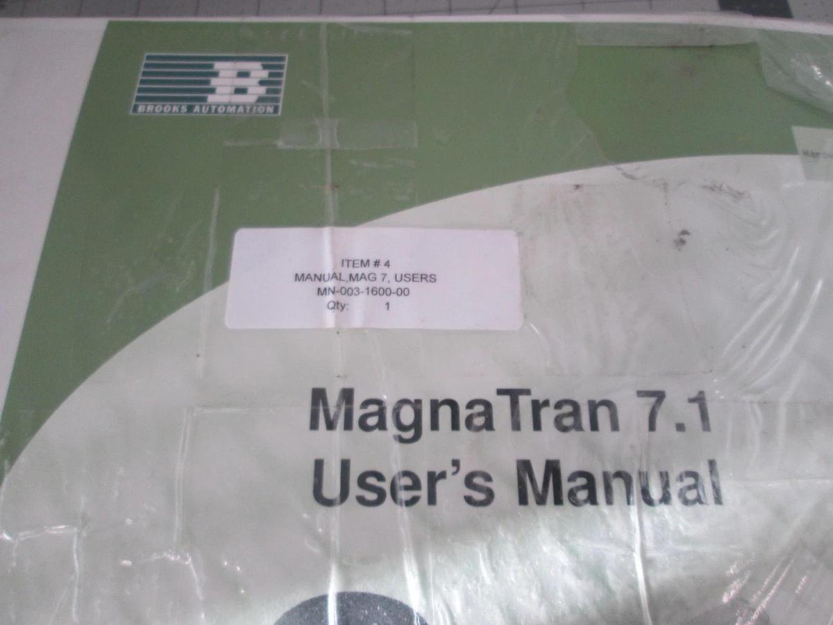 Used Brooks Automation, MagnaTran 7.1 User Manual, MN-003-1600-00, New