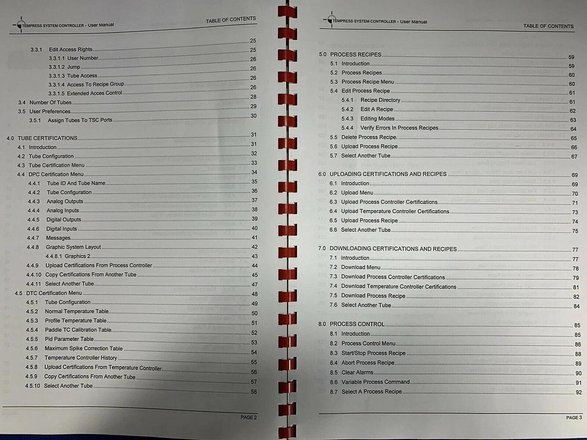 Used Tempress System Controller User Manual 1998, Used