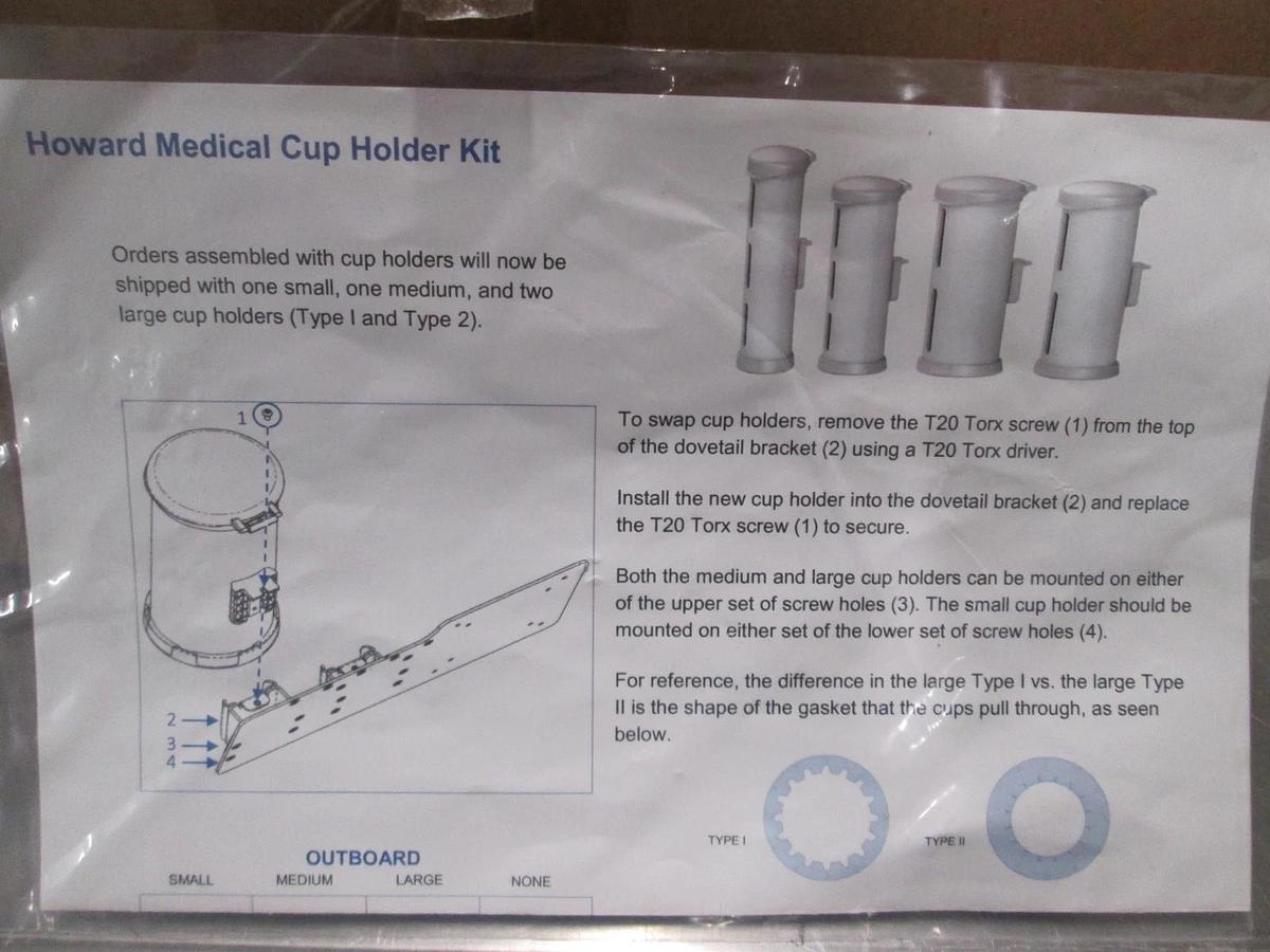 Howard, Medical Cup Holder Kit, Cup Dispenser, Large II and Medium,New, Lot of 4