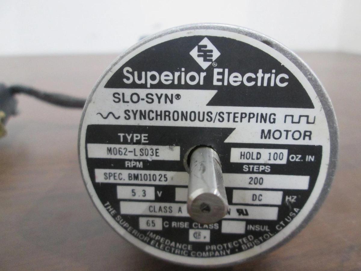 Used Superior Electric, M062-LS03E, Slo-Syn Stepping Motor, 5.3V, 200 Steps, Used
