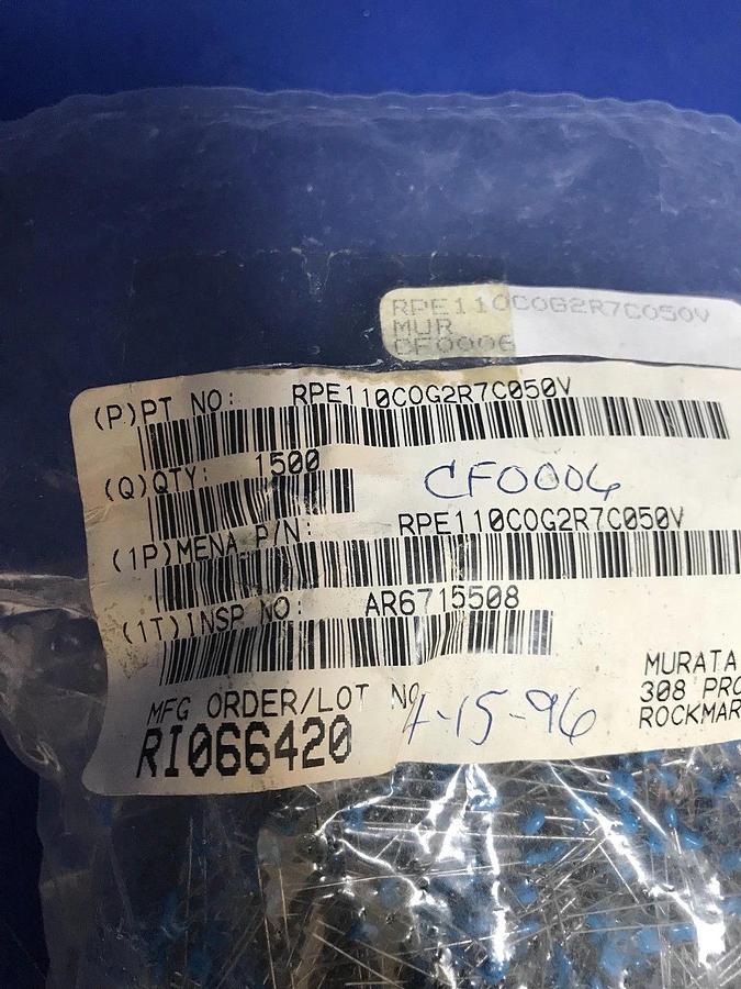 RPE110COG2R7C050V Murata Capacitors, Lot of 1500