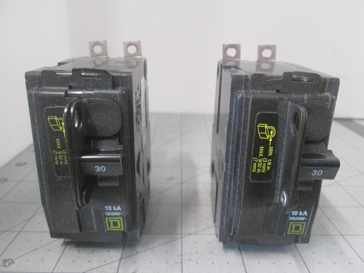 Used Square D, QO215, 2 Pole, Circuit Breaker, 10KA, 120/240V, QO Series, New, Lotof2