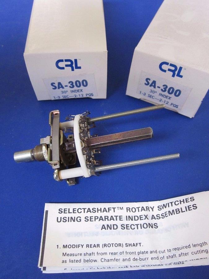 CRL Selectashaft Rotary Switch SA-300, 1-3 Section, 2-12 Positions, LOT of 2 NEW