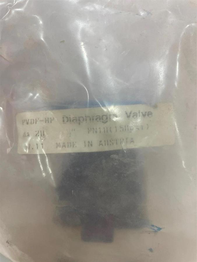 Used Agru, PVDF HP, Solef, Diaphragm Valve, New in Bag