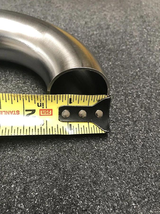 SS Vacuum 1.5"ID x 11"L Pipe Elbow, 3.125" CF Adapter x Butt Weld, New
