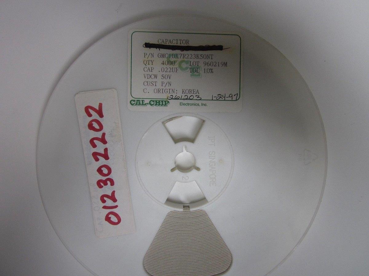 CAL-CHIP Ceramic Capacitor, GMC10X7R223K50NT, 50V, 10%TOL, Reel of 4000