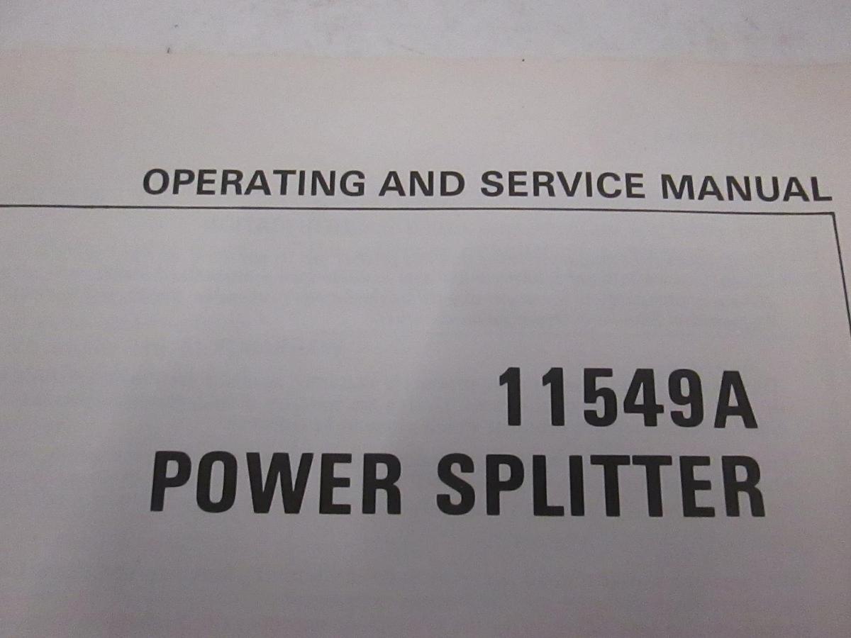 Used HP 11549A Power Splitter Operating and Service Manual, Used