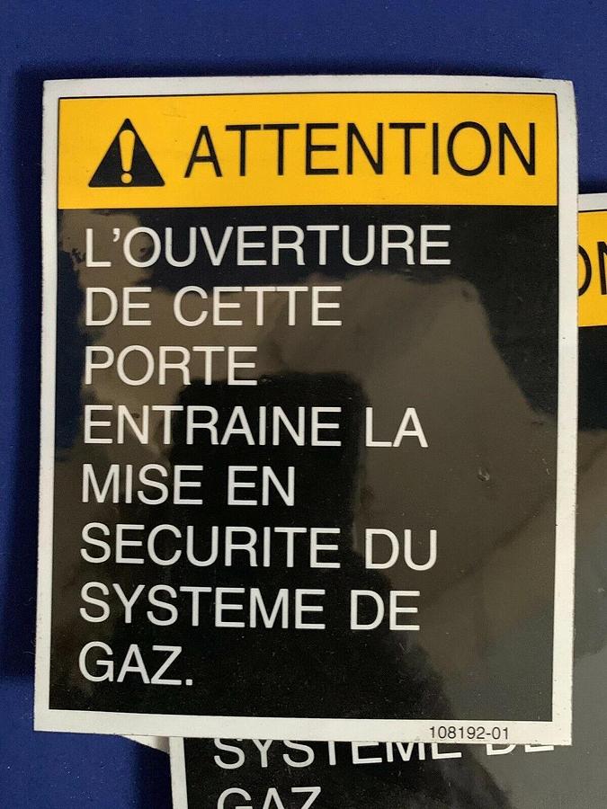 Multi-Language Attention Label, 3 1/2" x 4", Black and Yellow, Lot of 50