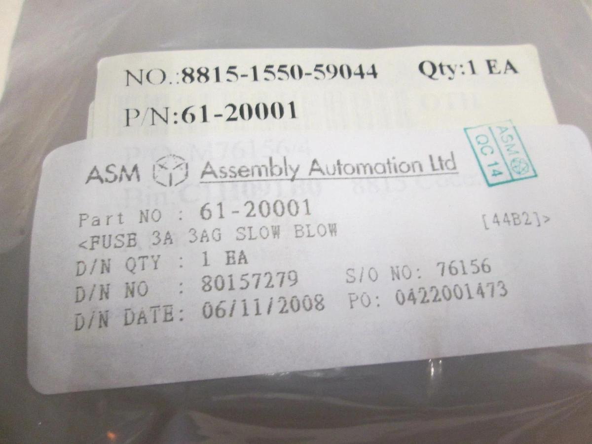 ASM, Fuse 3A, 3AG Slow Blow, 61-20001, New
