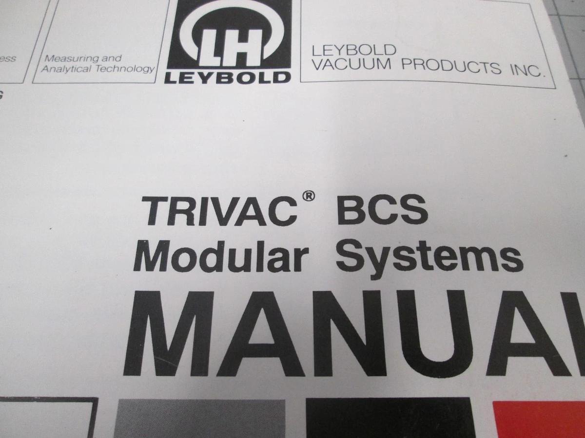 Used Leybold, Trivac BCS Modular Systems Manual, 722-78-028, Edition G, Used