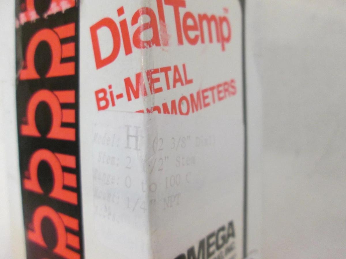 Used Omega, Dial Temp Bi-Metal Thermometer, 0-100C, Model H 2 1/2" Stem, New