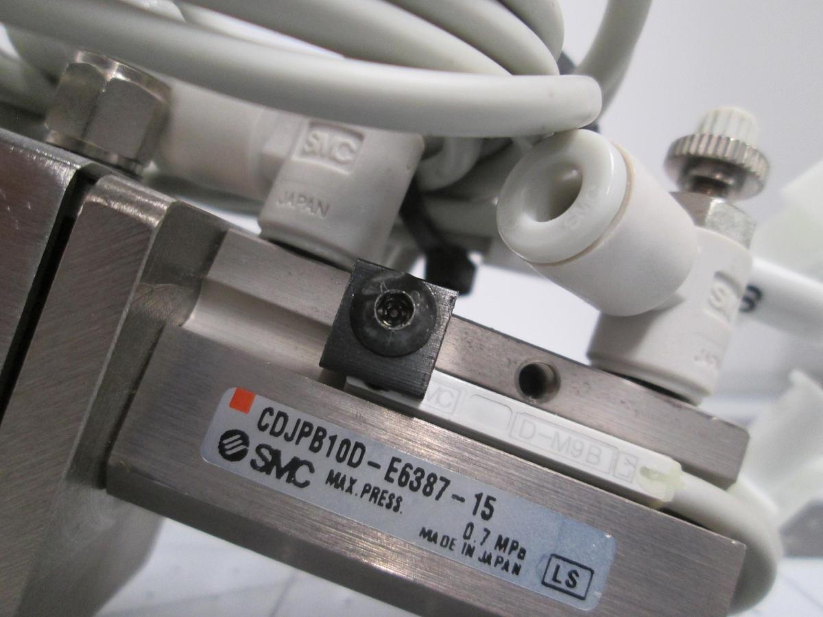 Used Lot of 2 SMC CDJPB10D-E6387-15 Pin Cylinder with D-M9B Auto Switches Fittings