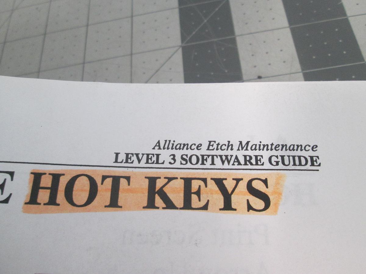 Used LAM, Alliance Etch Maintenance, Level 3 Software Guide, Used