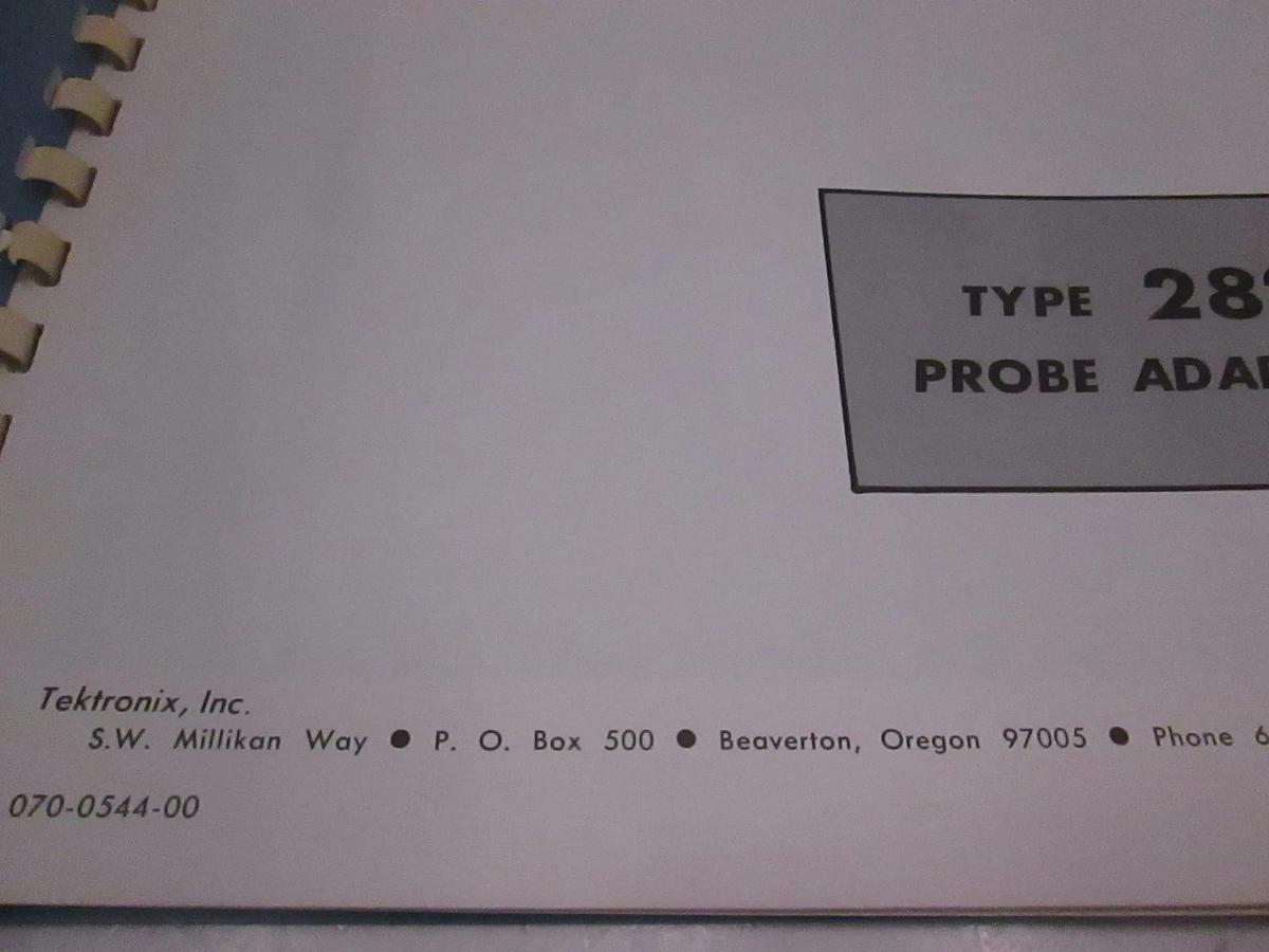 Used Tektronix Type 282 Probe Adapter Instruction Manual, Used