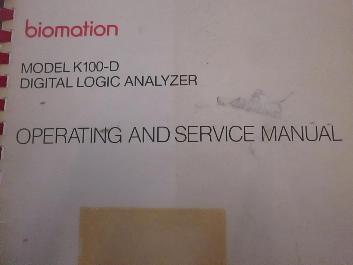 Used Gould K100-D Digital Logic Analyzer Operating and Service Manual, Used