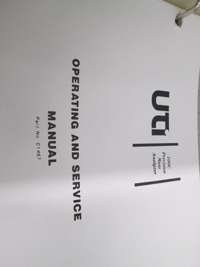 Used UTI, Model 100C Precision Mass Analyzer, Operating and Service Manual, Used