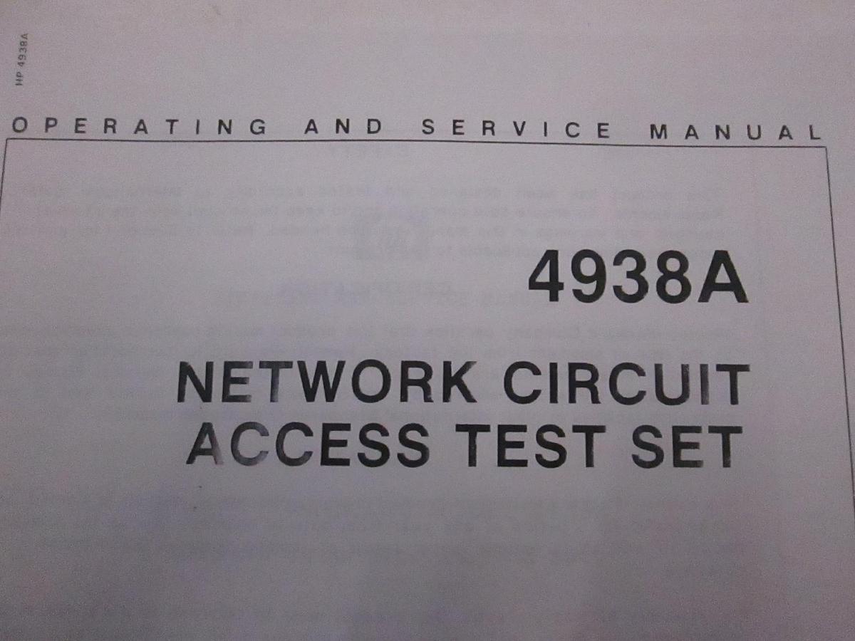 Used HP 4938A Network Circuit Access Test Set Operating and Service Manual, Used