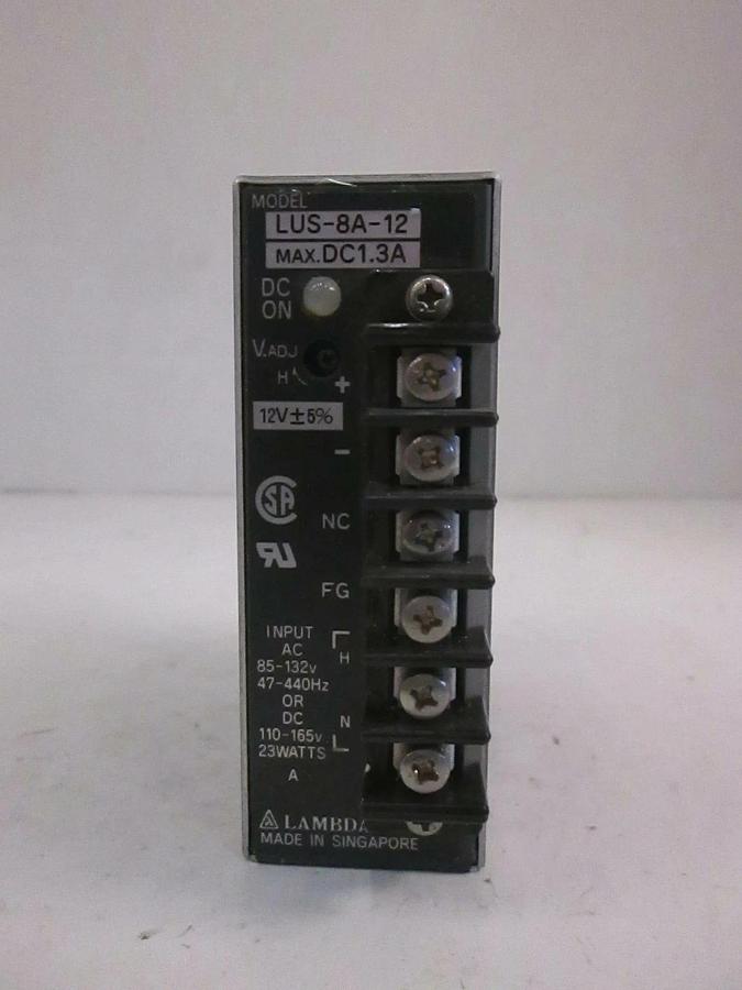 Used Lambda LUS-8A-12, Power Supply, 12 volt 1.3 A, 85-132VAC or 110-165VDC, Used