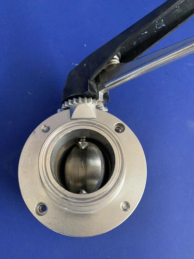 Used 2" Sanitary Flange Butterfly Valve with Handle, Used