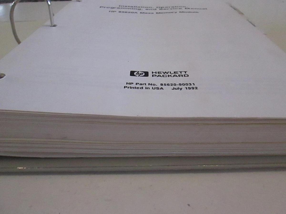 Used HP 85620A Mass Memory Module Install, Operation, Program and Service Manual Used