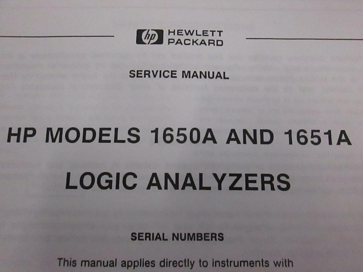 Used HP 1650A and 1651A Logic Analyzers Service Manual, Used