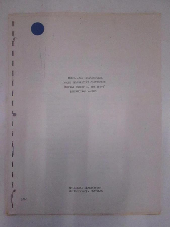 Used Weinschel Model 1710 Proportional Mount Temp Controller Instruction Manual, Used
