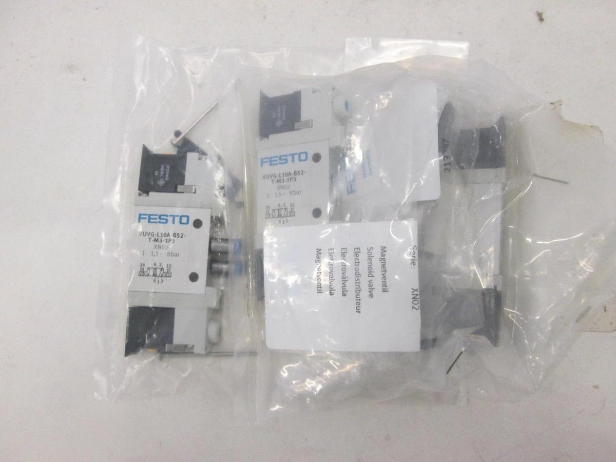 FESTO, VUVG-L10A-B52-T-M3-1P3, Solenoid Valve, New, Lot of 4