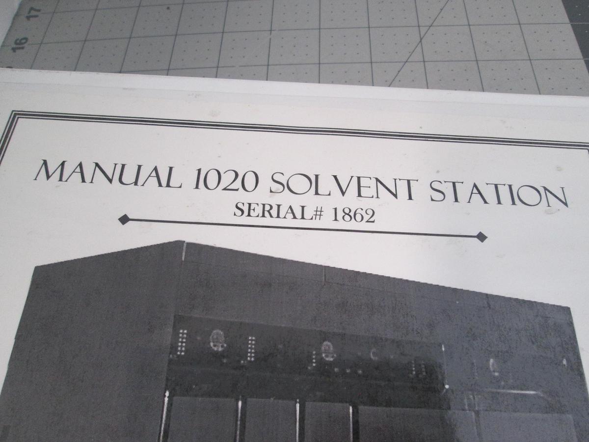 Used Bold Technologies, 1862, Manual 1020 Solvent Station, User Manual, Used