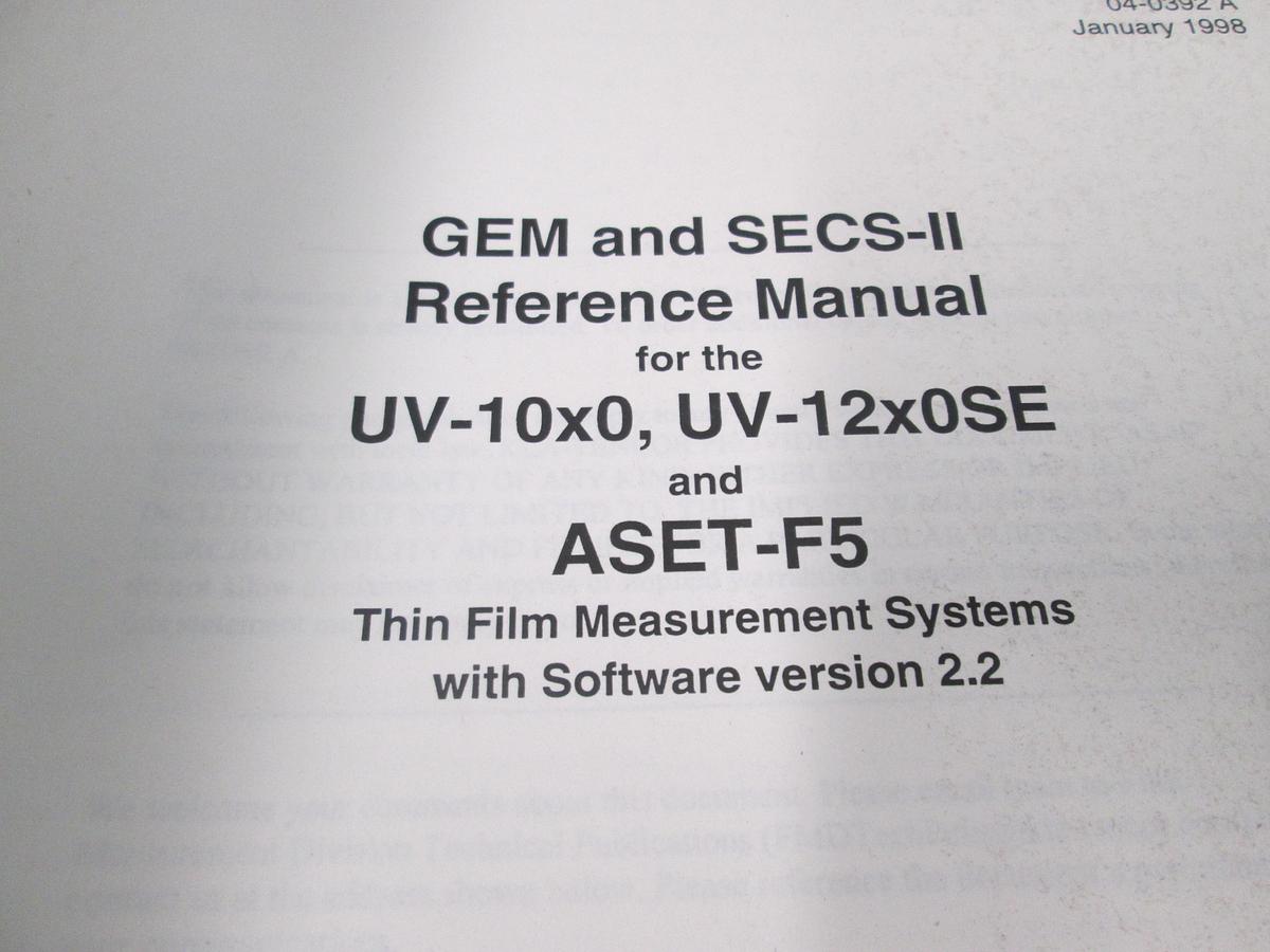 Used Tencore, GEM and SECS II Reference Manual for UV-10x0, UV-12x0SE and ASET-F5, Used