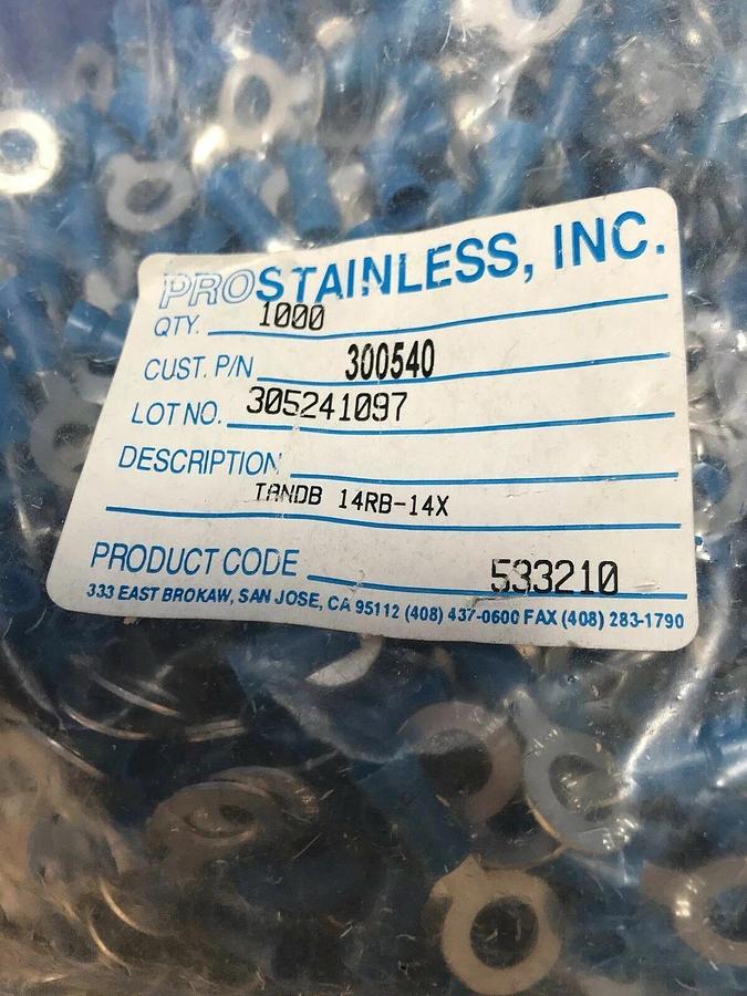 THOMAS & BETTS 14RB-14X Expanded Insulated Ring Terminal, Lot of 1000