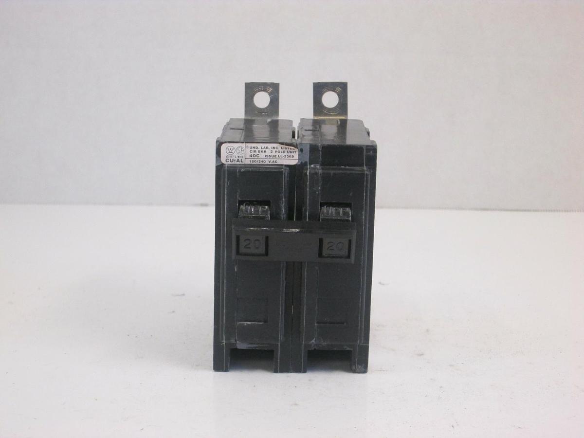 Used Westinghouse 228P931H01C Circuit Breaker, 120/240 VAC, 2 Pole, 20A