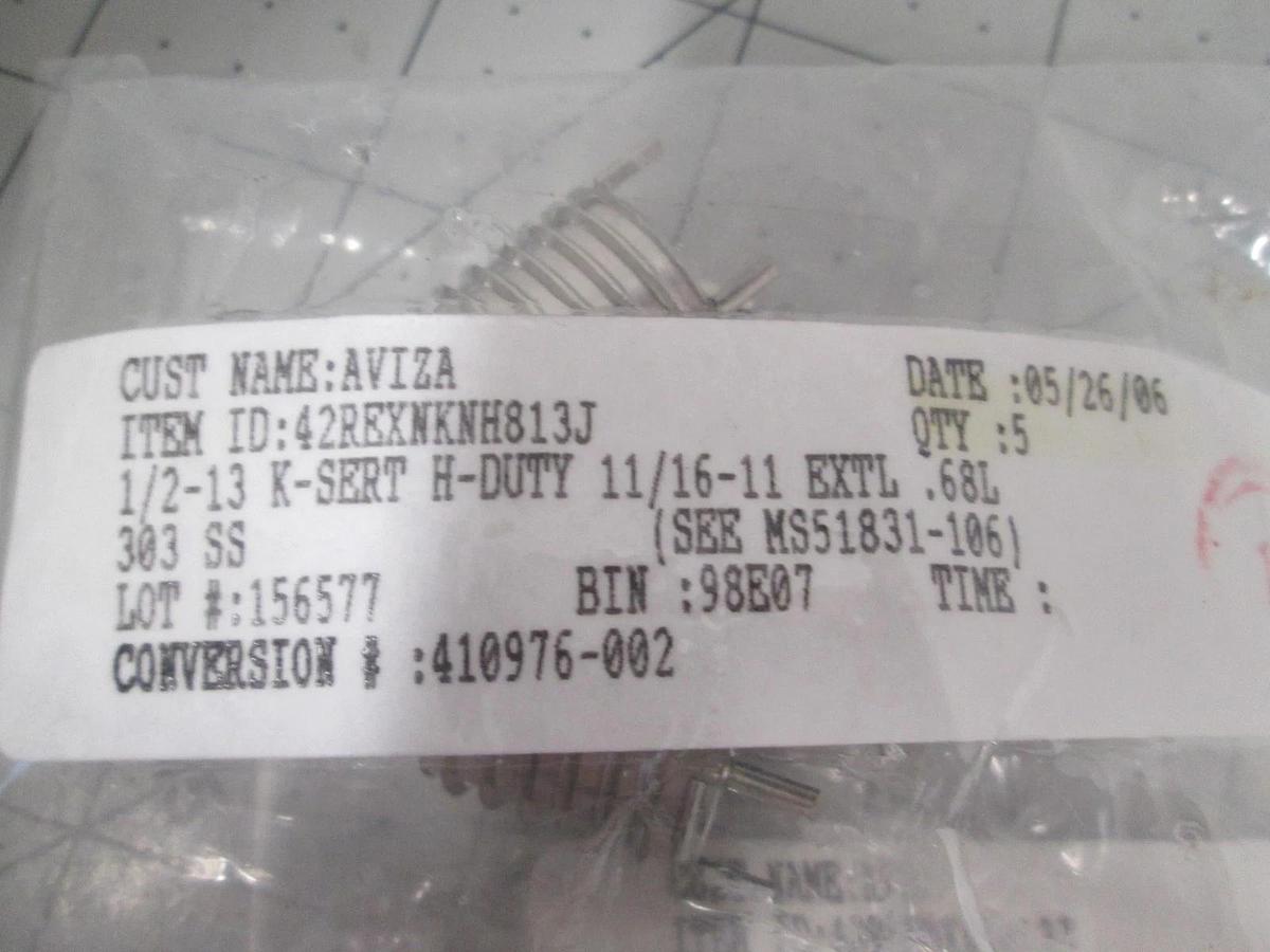 Fairchild, MS51831-06, Insert Keensert H-Duty, External Thread Wire, New, Lotof5