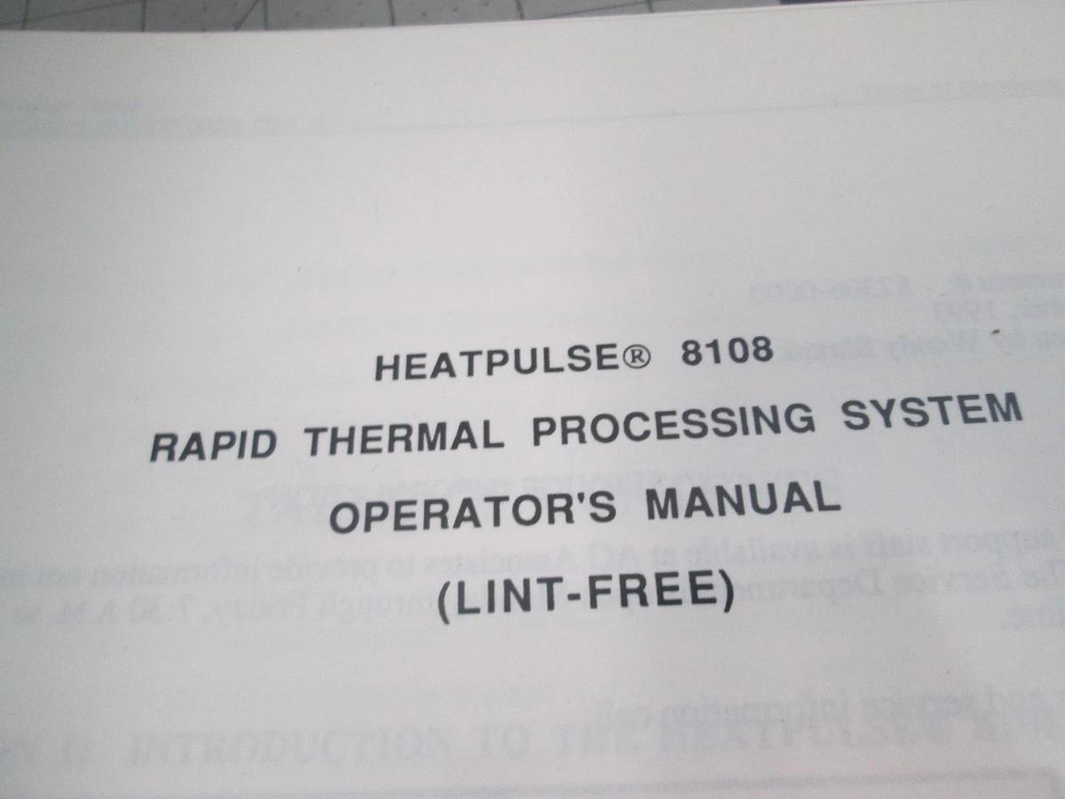 Used Heatpulse, 8108 Operator's Manual, (Lint Free), Used