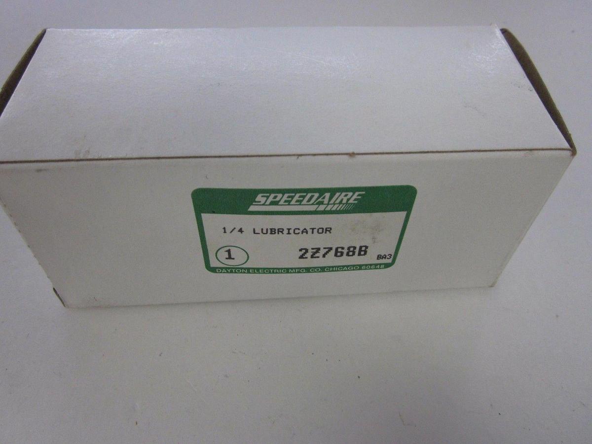 Used Speedaire 2Z768B Lubricator, 150-Max PSIG IN., 1/4" Female In/Out, NIB- LOT of 2