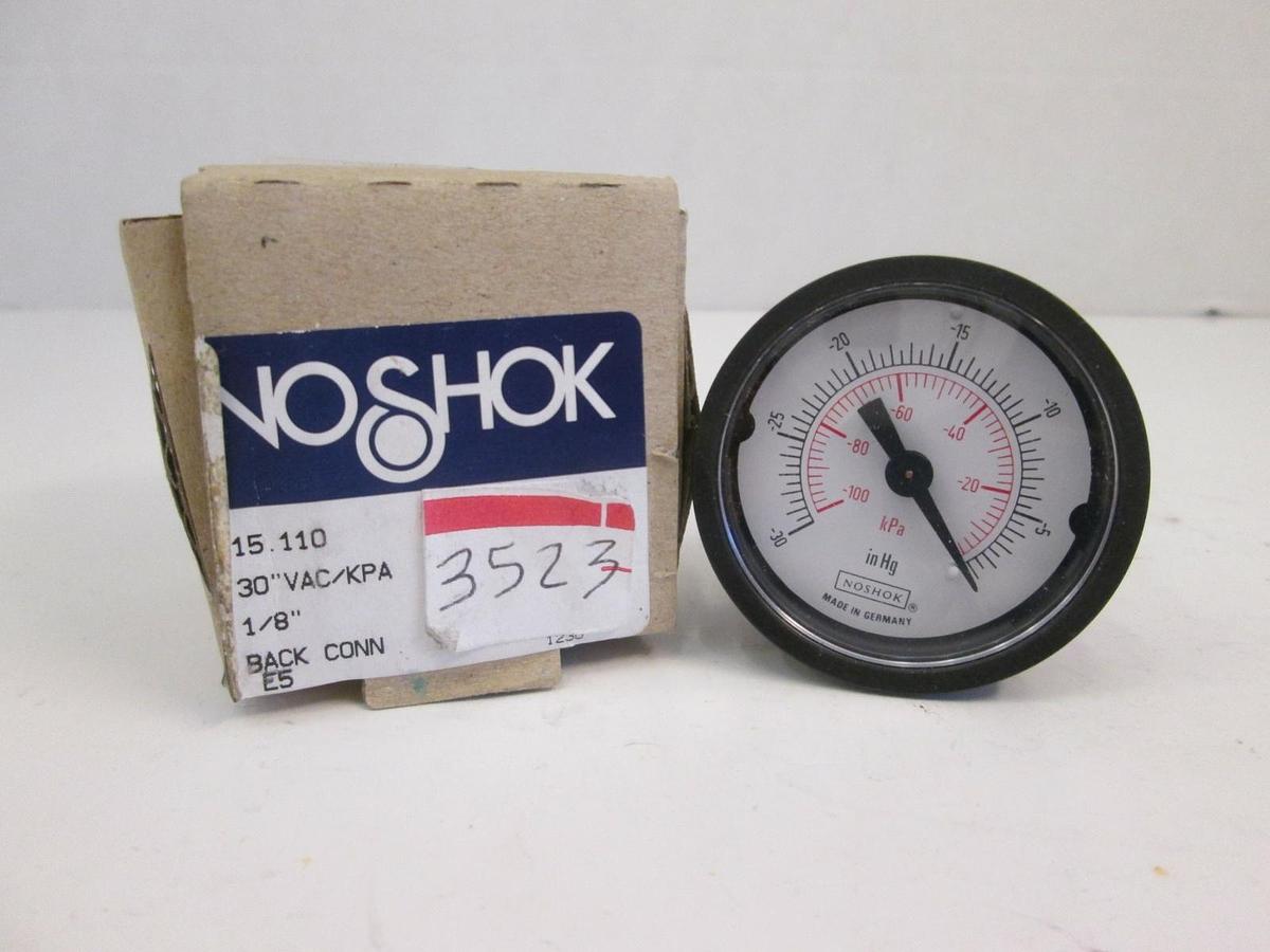 Used Noshok 15.110 Pressure Gauge 1/8", -30-0 in Hg
