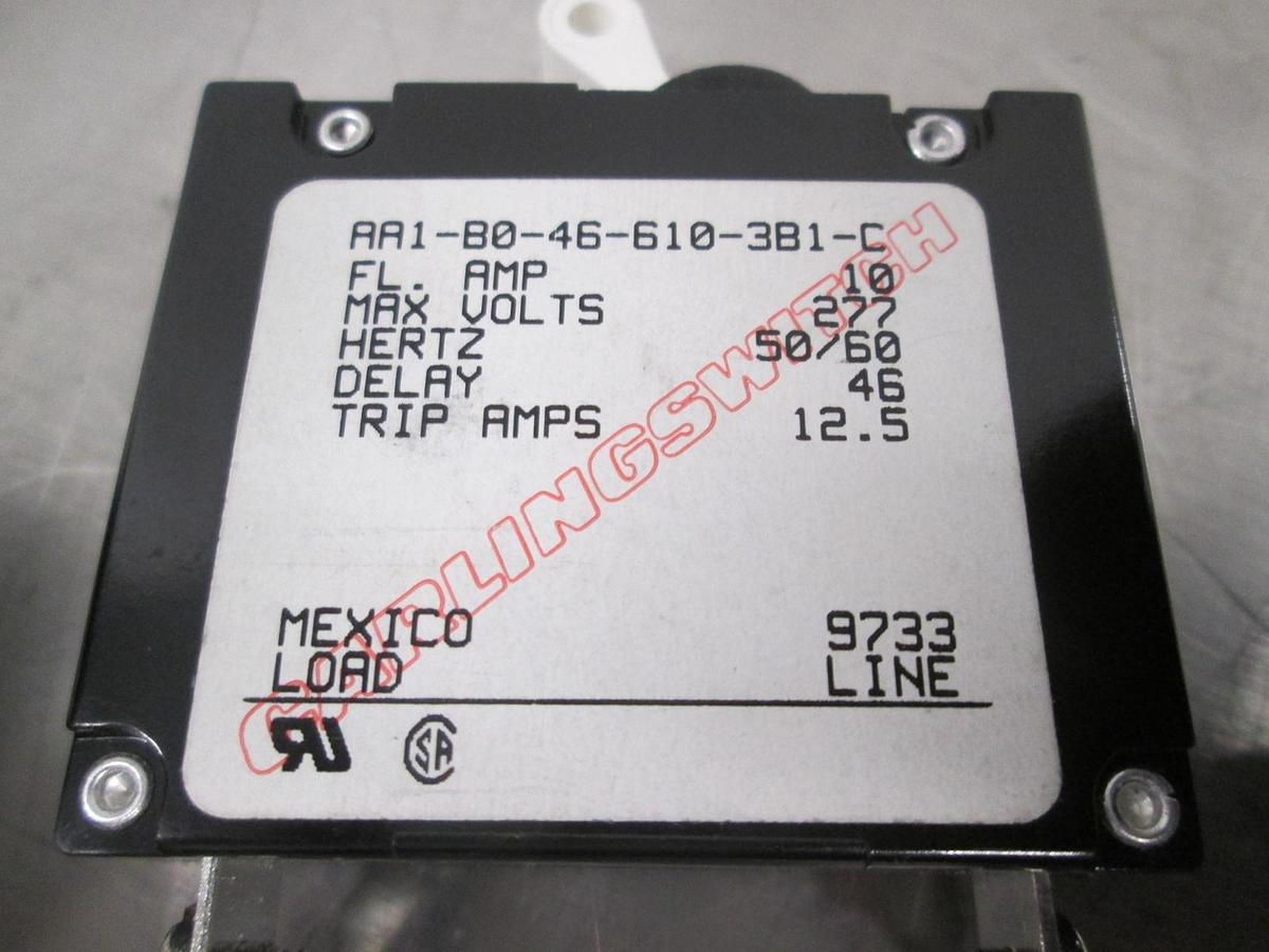 Carlingswitch, AA1-B0-46-610-3B1-C, Circuit Breaker Switch, 277V, 50/60Hz, New