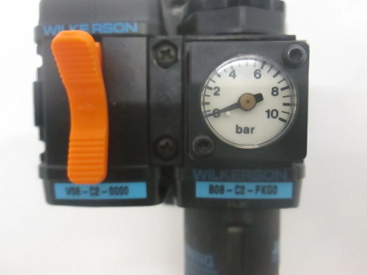 Used Wilkerson, Filter Regulator Assy w/ Gauge, B08-C2-FKG0 and V08-C2-0000, Used