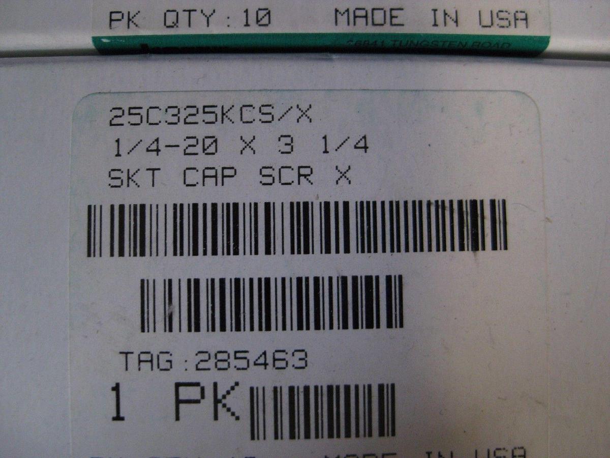 Used Kerr 1/4 - 20 x 3 1/3 Socket Head Cap Screw, Lot of 40 Pieces