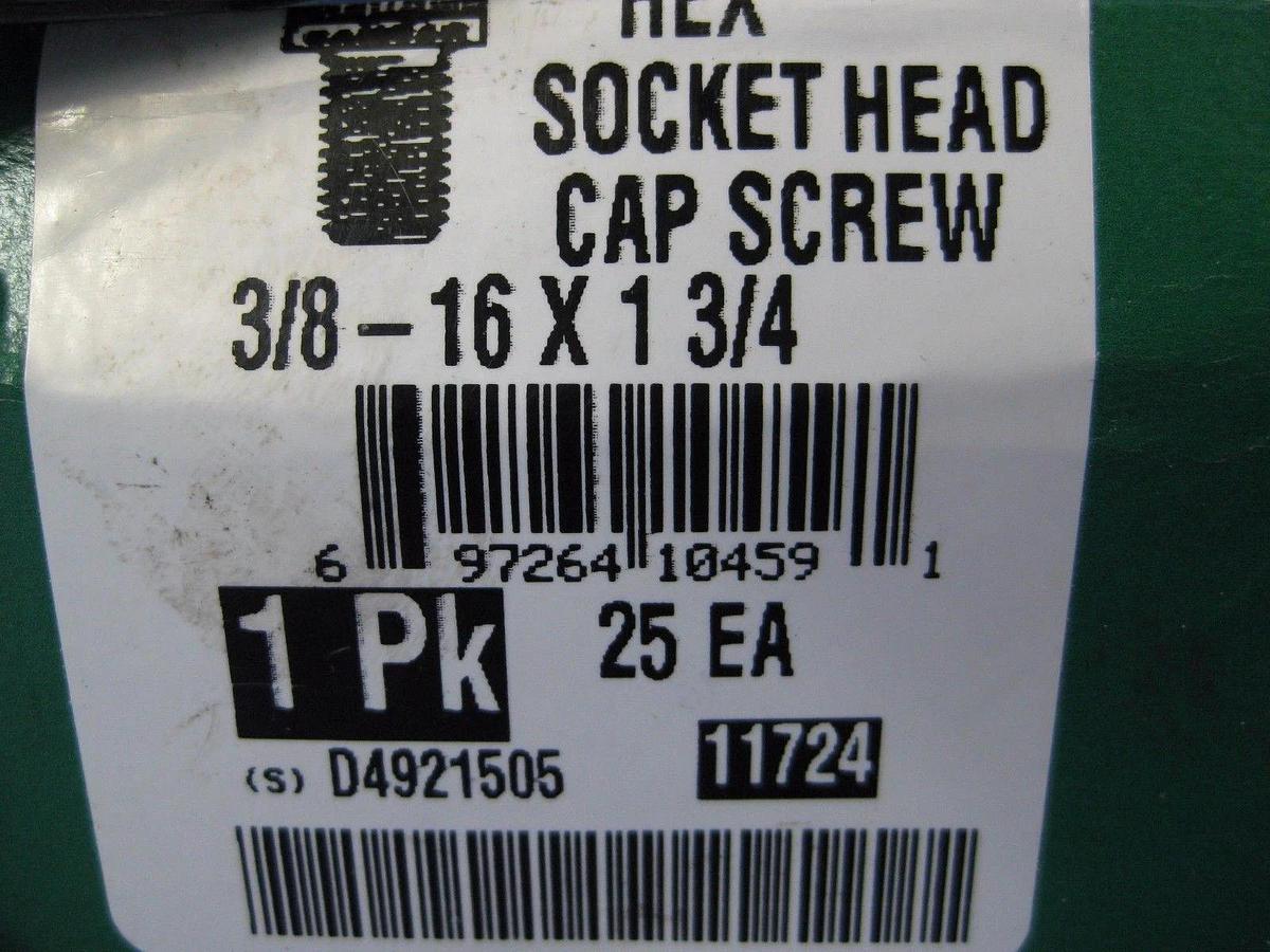 Used Camcar 3/8-16 x 1 3/4 Hex Socket Head Cap Screw, Lot of 75 Pieces