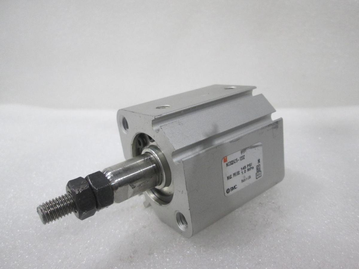 SMC, Pneumatic Cylinder, NCDQ2A25-12DZ, 145 PSI, 1.0 MPa, Used