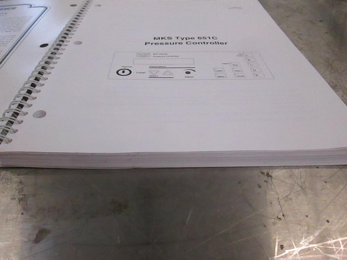 Used MKS Type 651C Pressure Controller Manual, 115605-P1, Used