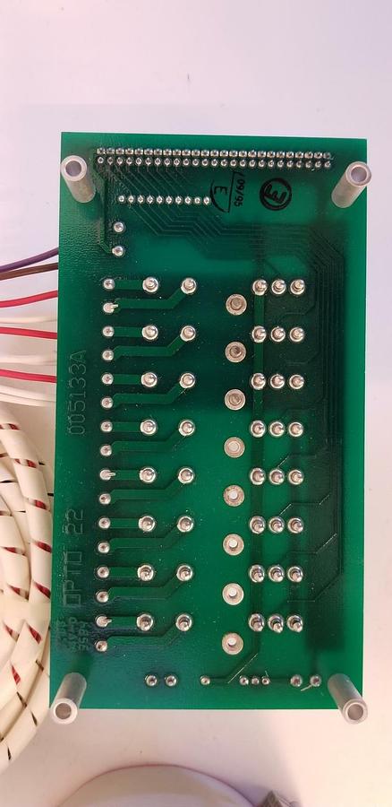 Used Opto 22 G4PB8 PCB w/ 3 Relay Modules and Ribbon Connector, Used