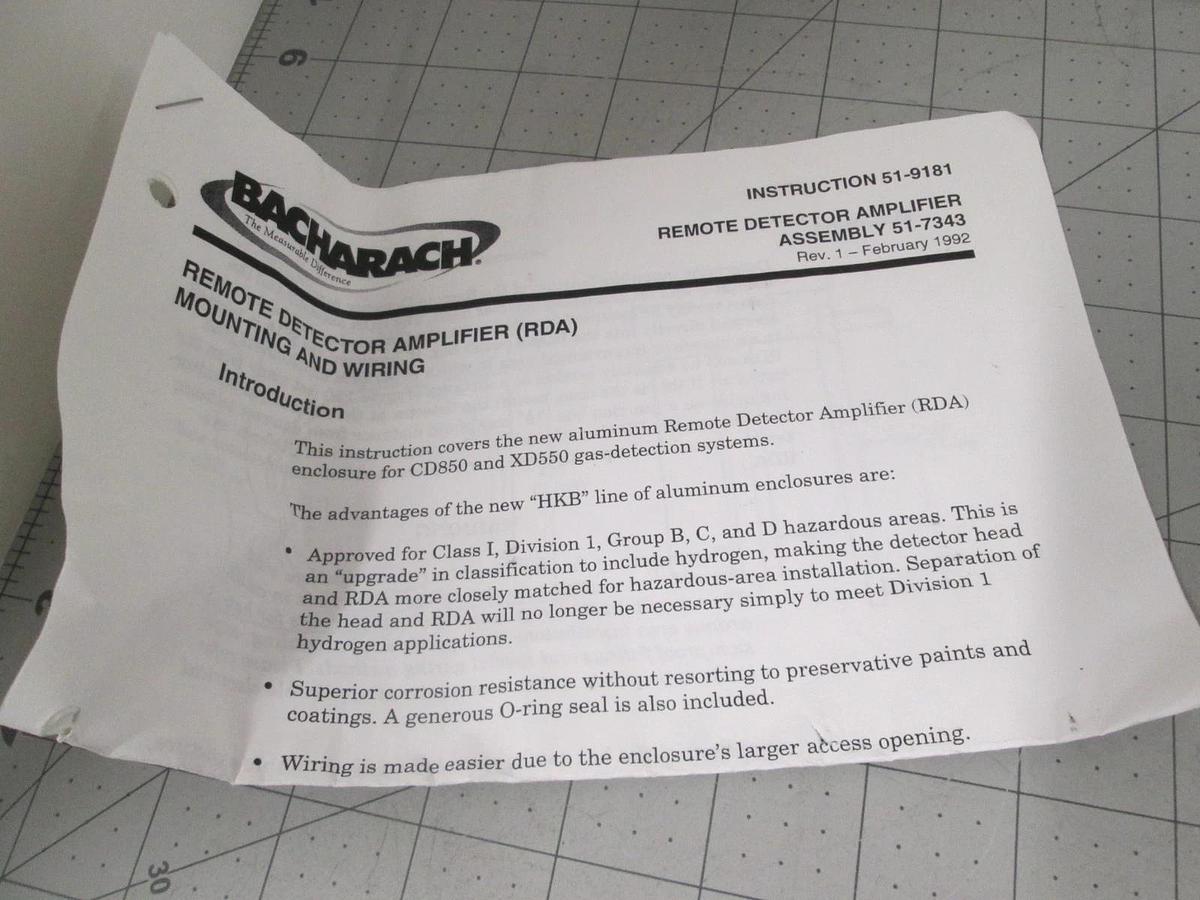 Bacharach, 51-7343, Gas Detector Amplifier, New