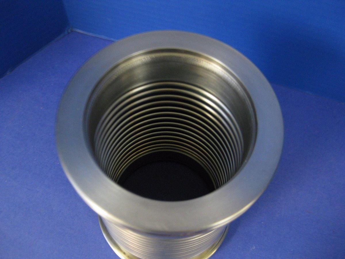 Used Stainless Steel Flexible Bellows Assembly ISO-80, 6" overall length, Used