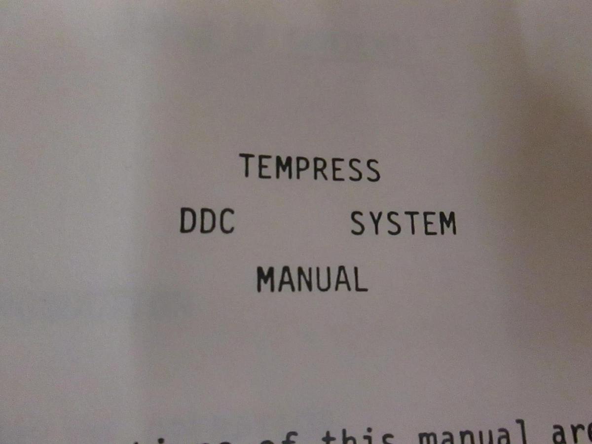 Used Tempress DDC System Manual, Used
