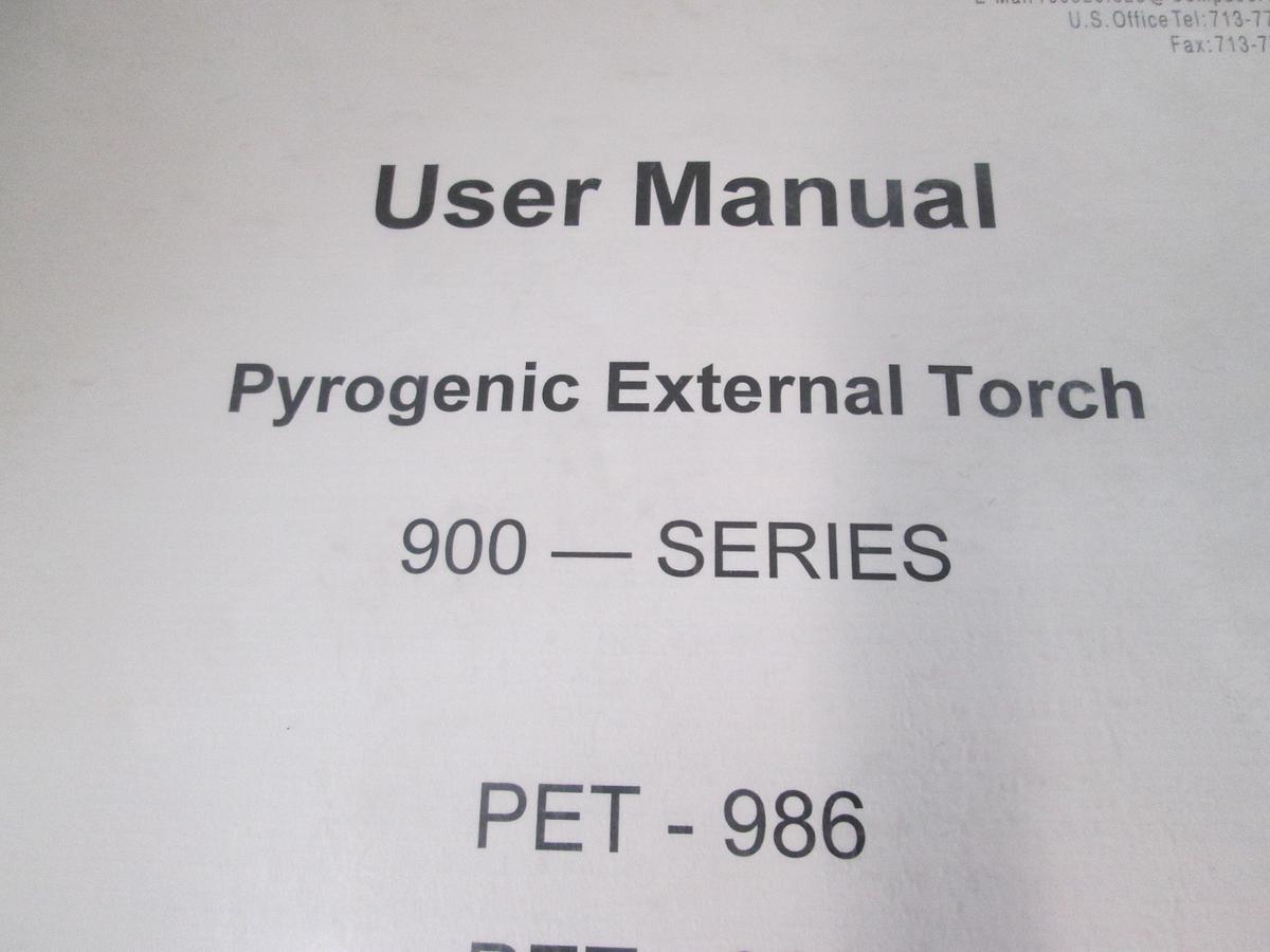 Used Persys, Pyrogenic External Torch User Manual, 900 Series, Used