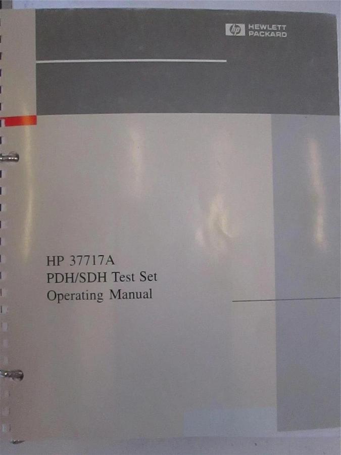 Used HP 37717A PDH/SDH Test Set Operating Manual, Used