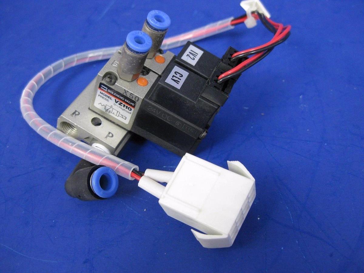 Used SMC VZ110 Solenoid Valve Manifold Assembly, with 2 Valves, Used