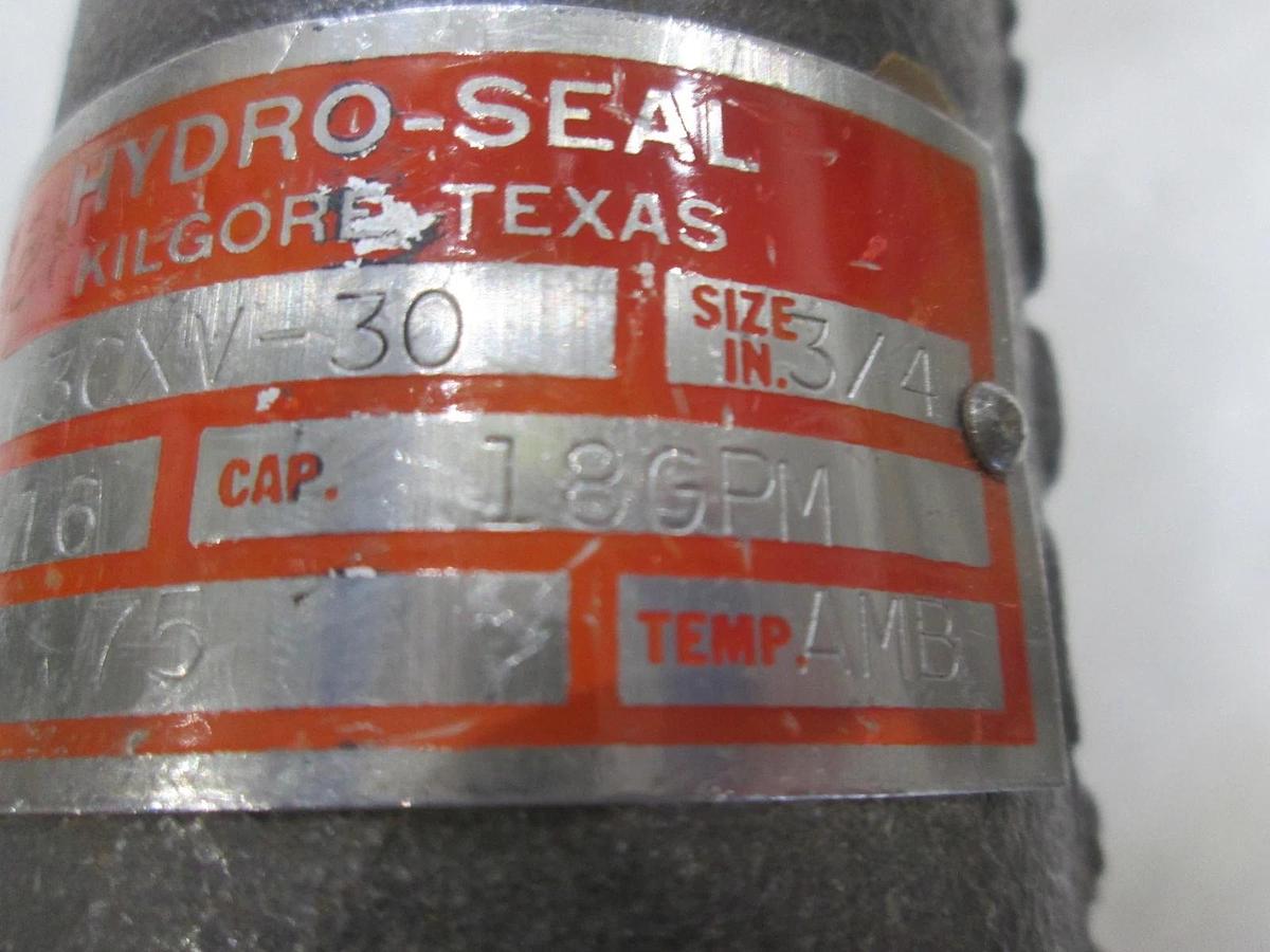 Used Hydro-Seal, 3CXV-30, Safety Relief Valve w/ Swagelok Valve, Used